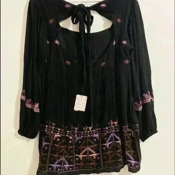 Free People Rhiannon Embroidered Babydoll Long Sleeve boho Dress - Picture 3 of 11